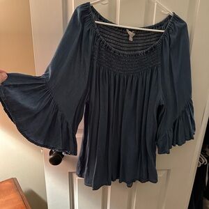 Cato’s denim blouse with ruffles sleeves, size 18/20, Denim